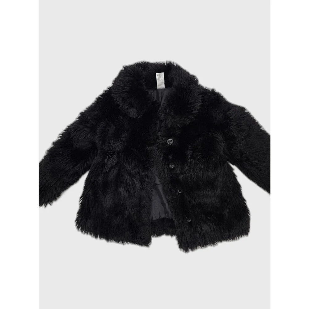 Gymboree Girls Black Faux Fur Coat Size 6